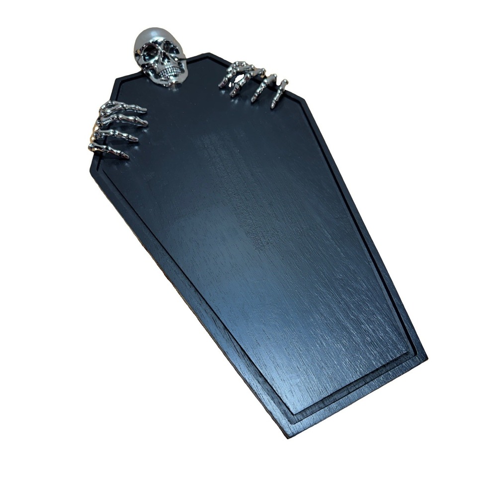 Skeleton Coffin Halloween Serving Board Charcuterie Cheese Platter Metal Decor